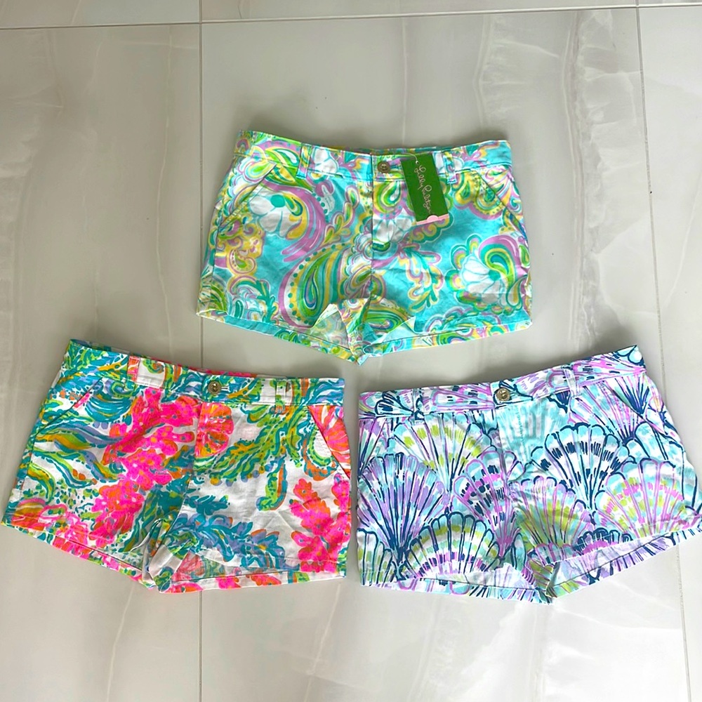 New Lilly Pulitzer Lot of 3 Mini Callahan Short Girls Size 14